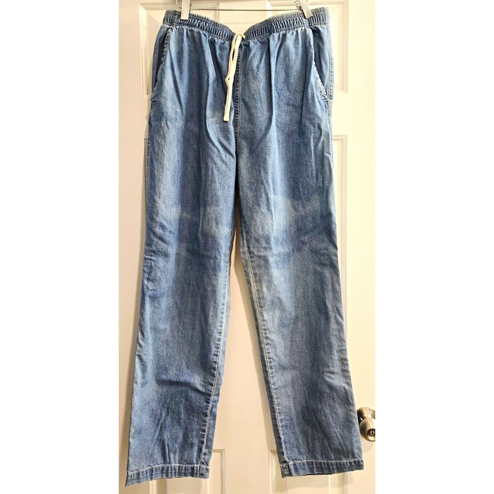Women's American Apparel Blue Denim Paperbag Pants Drawstring Waist Medium M